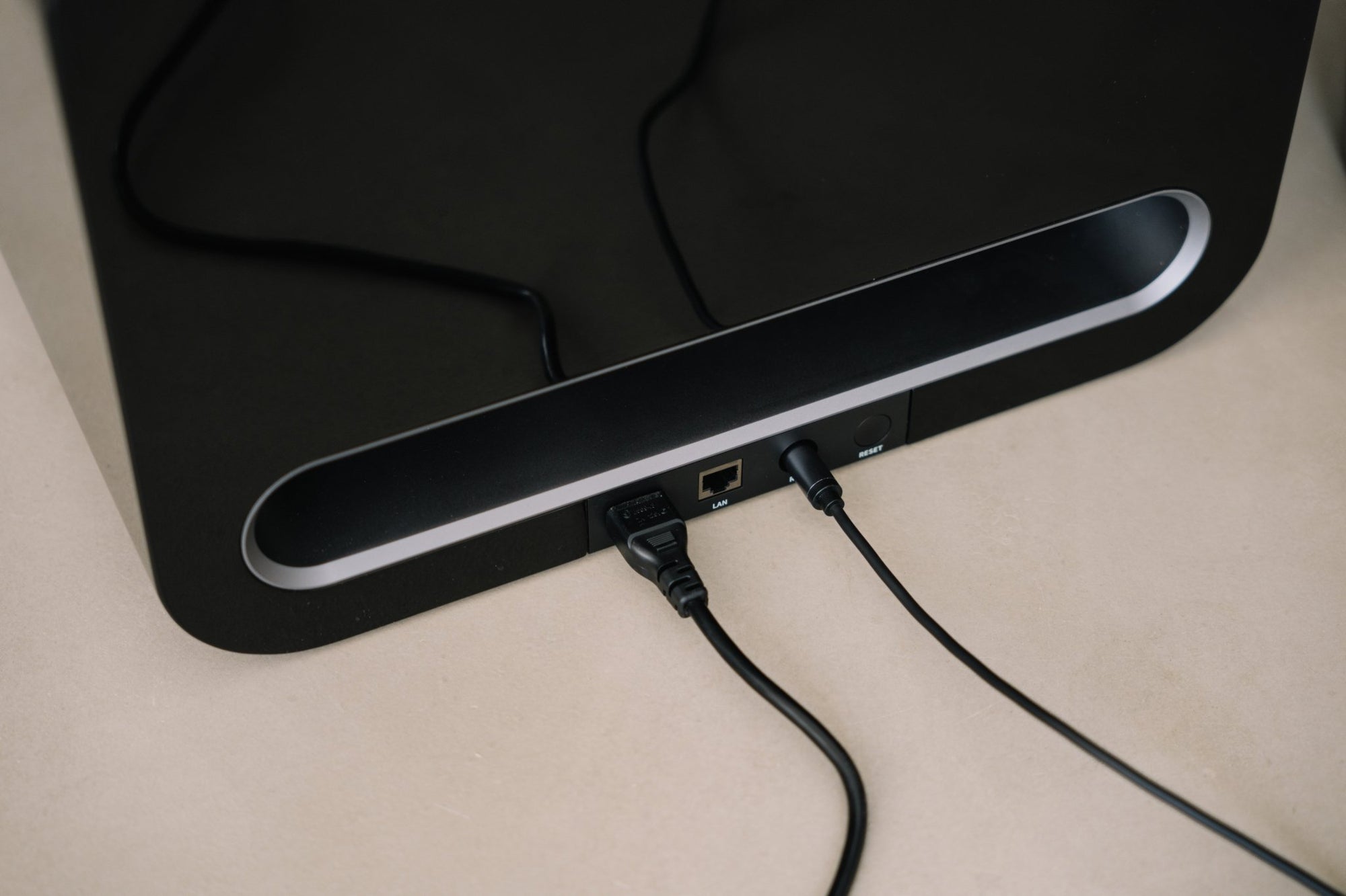 WiiM Sub Pro power, Ethernet and RCA connections
